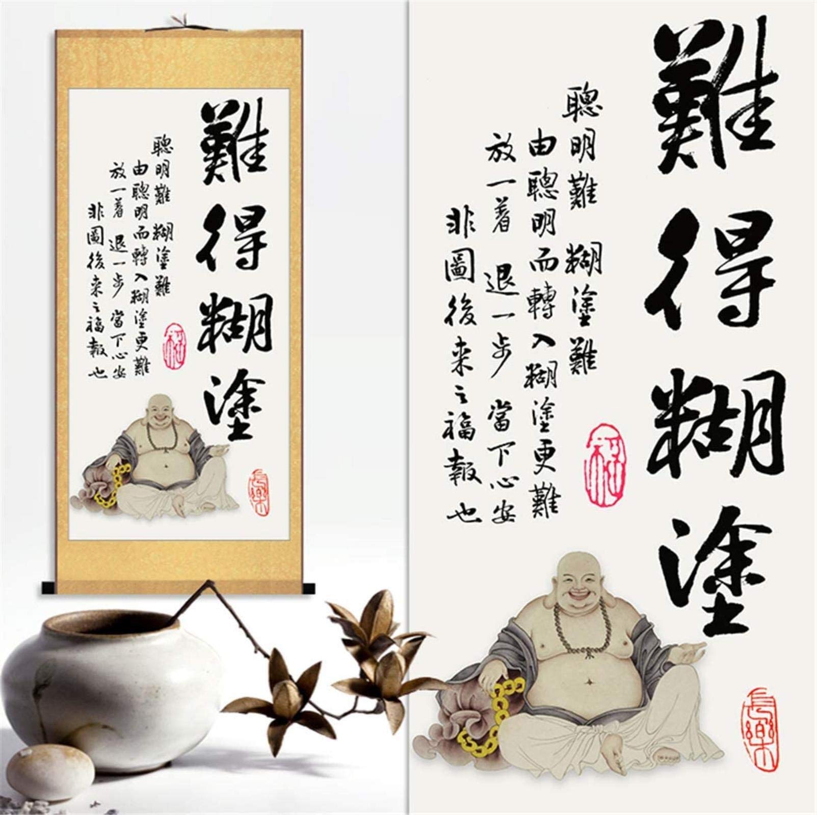 Vrfvsdasaas Style 1 Chinese Wall Art, Prints Canvas Scroll Paintings Style Chinese Calligraphy Painting Wall Art Hanging Silk Calligraphic(Style 1)
