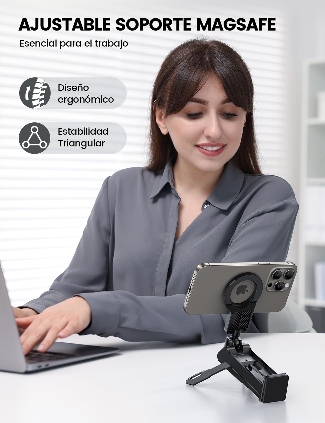 Lamicall Soporte Móvil Mesa de Avión - Soporte Magnético para Teléfono Avión Plegable con Herramientas Ajuste, 360° Rotación, Manos Libres, Apto para iPhone 17/16/15/14 y Otros Smartphones de 4,7-7"