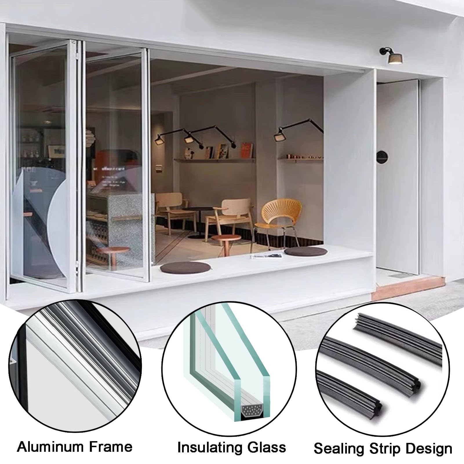 Panneau isolant en verre trempé pour fenêtre coulissante avec kit de matériel coulissant – Porte de séparation rétractable pour restauration rapide et utilisation commerciale