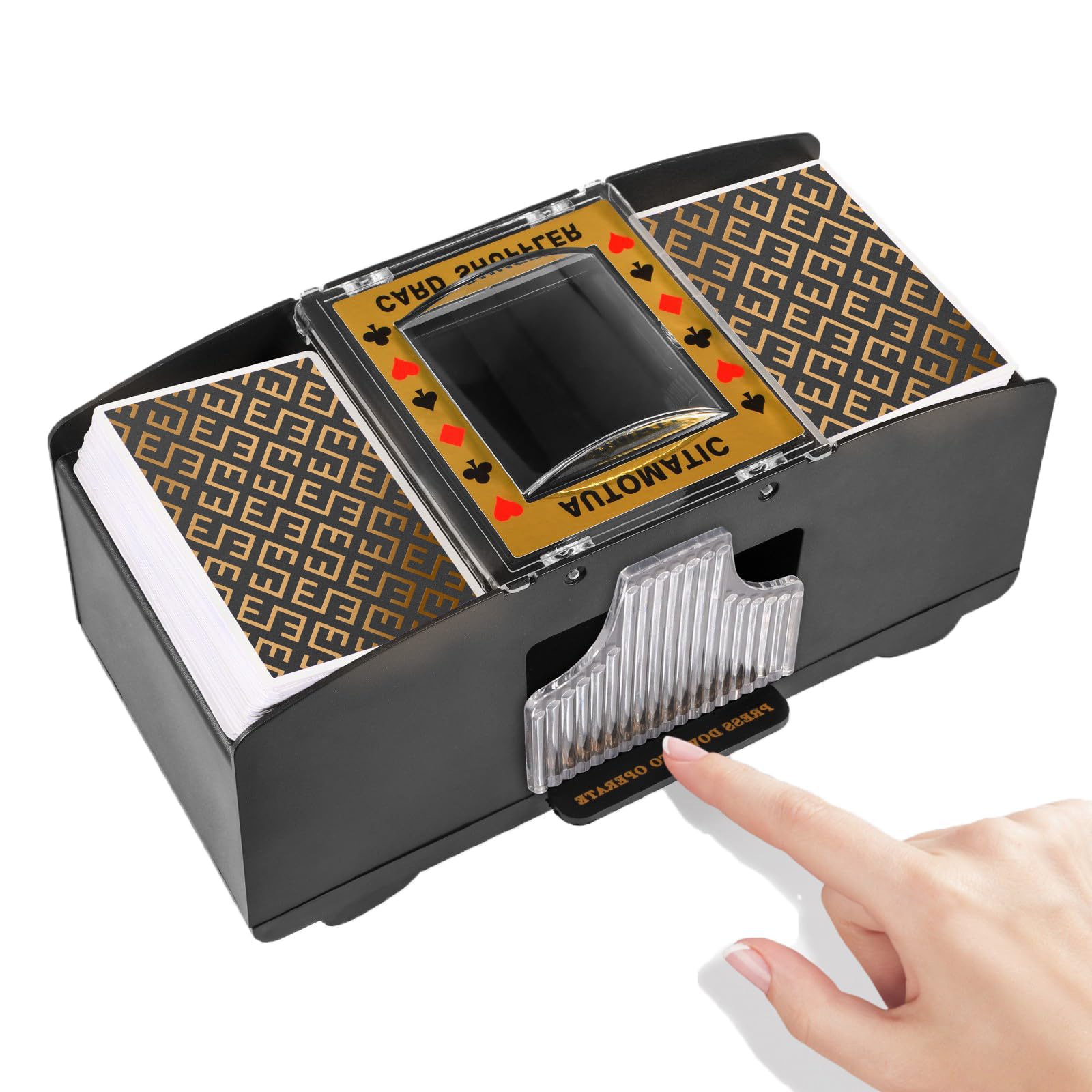 ZIKSUN 1-2 Deck Card Shuffler Machine, Battery Operated Automatic Card Dealer, Electric Card Shufflers Playing Poker/UNO/Bridge Game Accessories for Family Party Club — image 1
