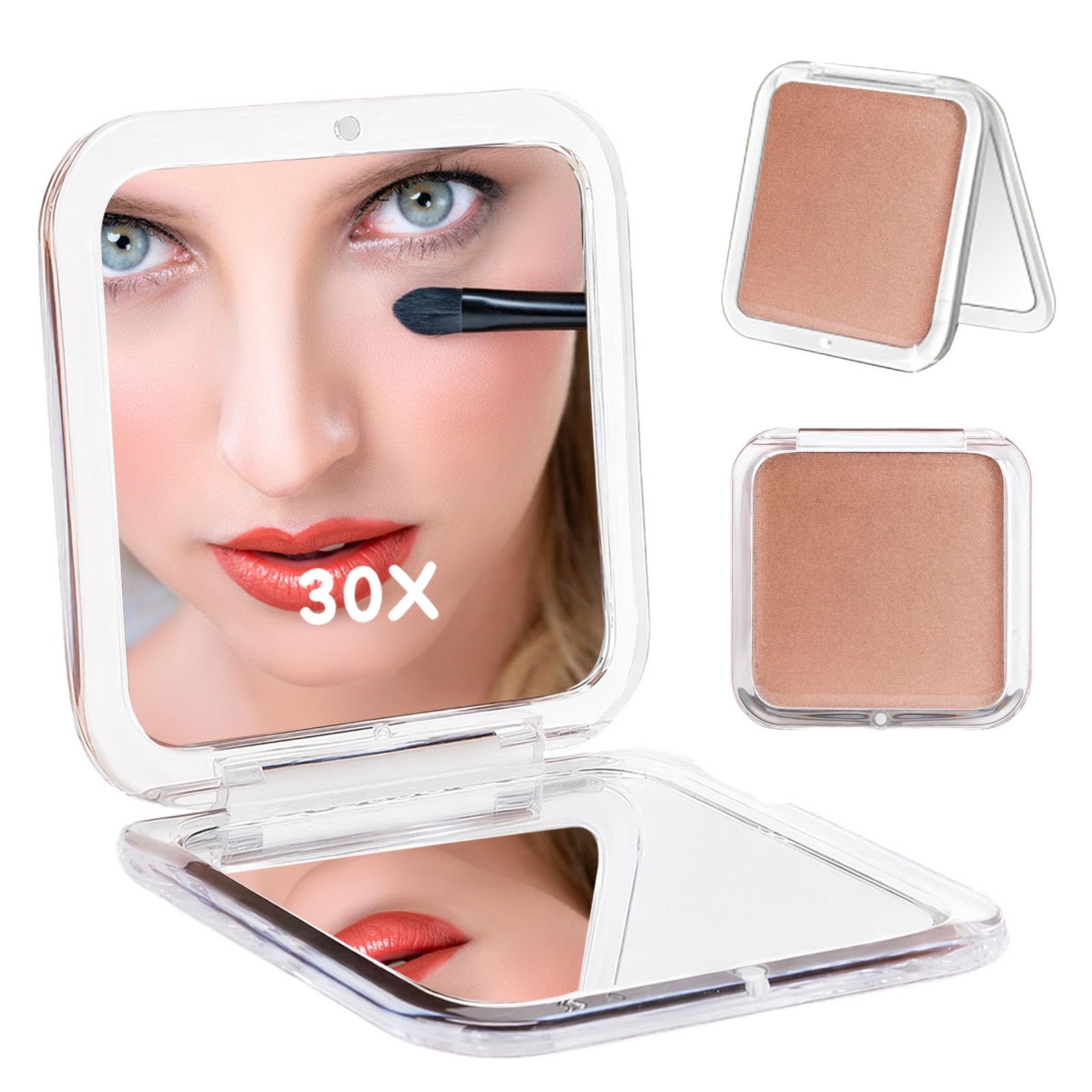 Msjuwek Compact Travel Makeup Mirror, 30X/1X Magnifying Double-Sided Foldable Pocket Mirror for Purse, Mini Lightweight Beauty Accessory for Women and Girls, Ideal for Daily Use