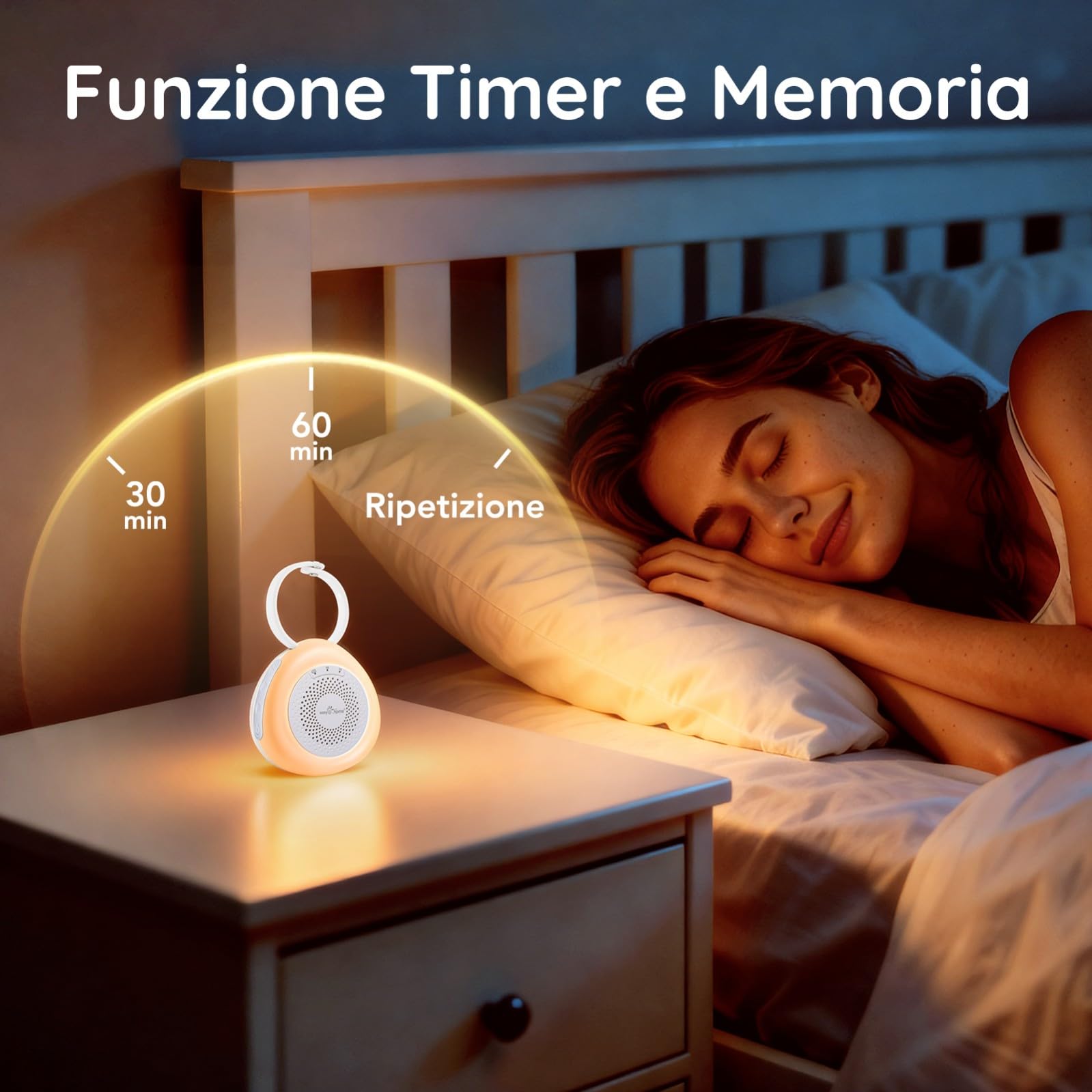 Easy@Home Macchina per Rumori Bianchi Portatile con 30 Suoni Rilassanti, Timer Automatico e Luce Notturna | Ideale per Neonati e Adulti, Generatore di Rumore Bianco per Dormire e Rilassarsi