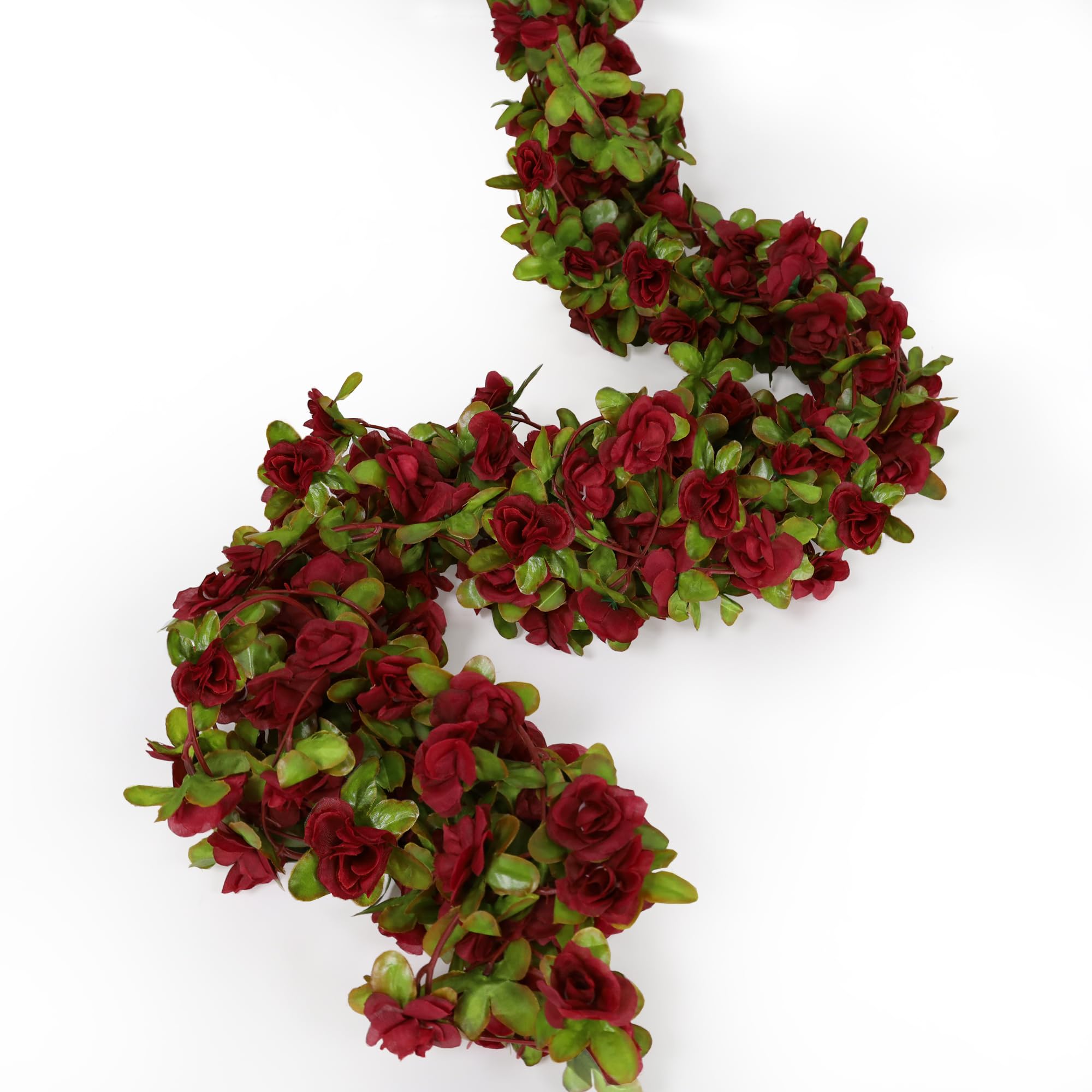 AWARDSEN Flower Garland.Red Rose Garland Flower Vines Floarl Garland for Decor with Flower.Artificial Flower Garlands.Red Rose Garland for Decor