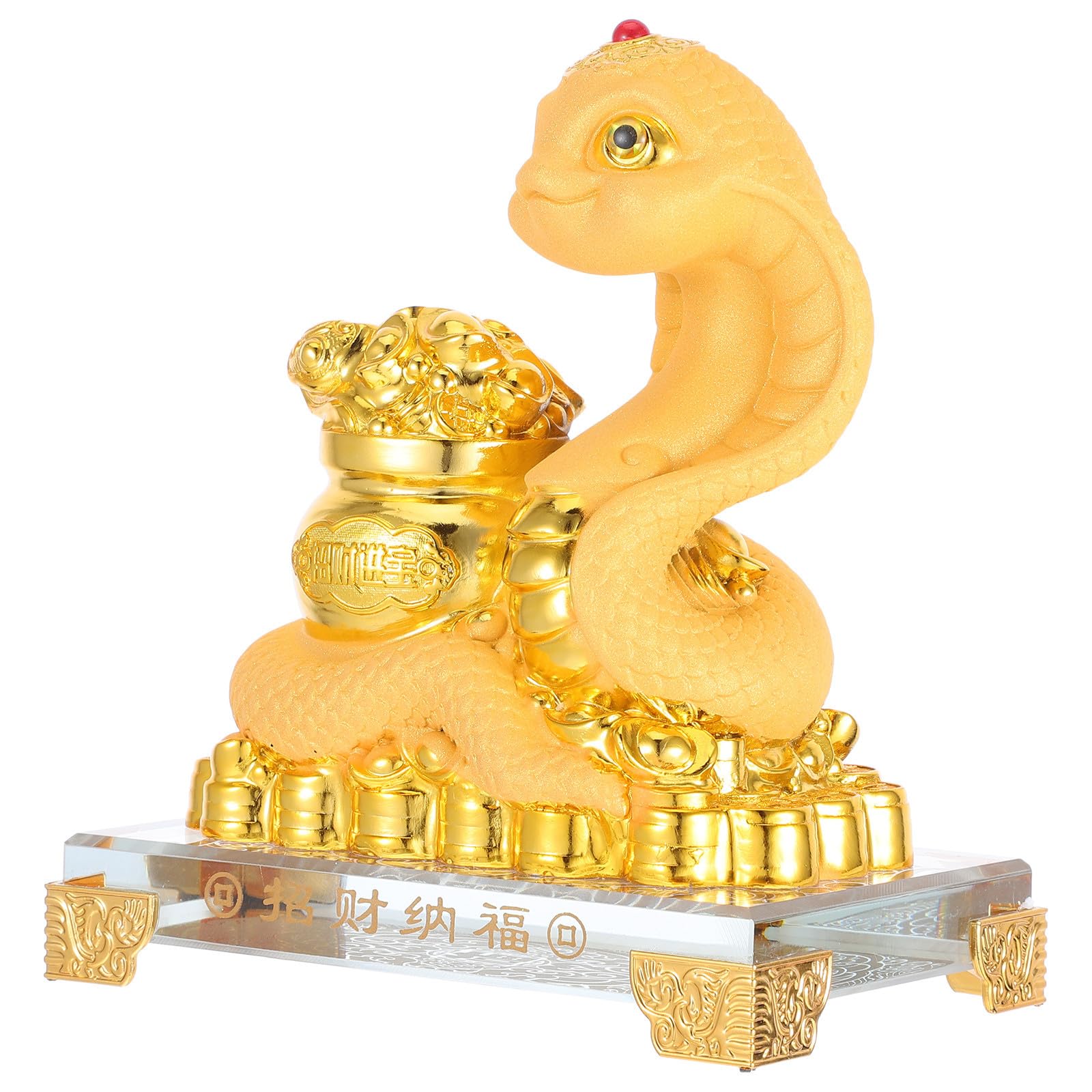 DECHOUS Statuetta Serpente Zodiaco Cinese in Resina e Vetro Oro