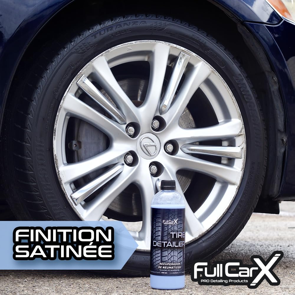 FULLCARX Tire Detailer 5 Litres Brillant Pneu, Renovateur Plastique Voiture Extérieur, Rapide et Efficace, Finition Satinée, Noir Intense Nettoyant Pneus, Produit Nettoyage Detailing Professionnel