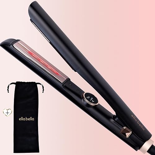 ELLA BELLA® Slimline Hair Straightener with Infrared Technology | 2-in-1 Straightening & Curling | 10 Temp Settings | Portable Design