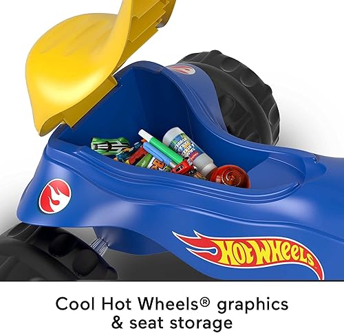 Vista 21 de Fisher-Price Triciclo para niños pequeños Barbie Tough Trike, bicicleta de juguete con agarres de manillar y almacenamiento para jugar al aire