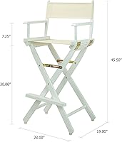 Vista 18 de Casual Home - Silla de director de 30 in, marco blanco, con lona color blanco, altura de barra