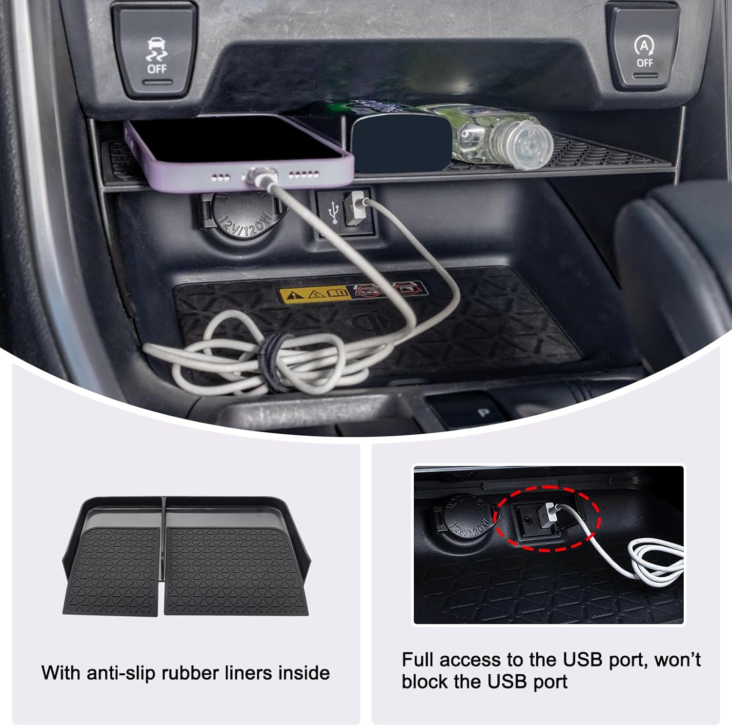 JDMCAR Upgraded Center Console Organizer Compatible with Toyota RAV4 2025 2024 2023 2022-2019 Interior Accessories, Armrest Storage Box, Dash Storage Tray(Not for New 10.5'' Multimedia Display)-3pcs