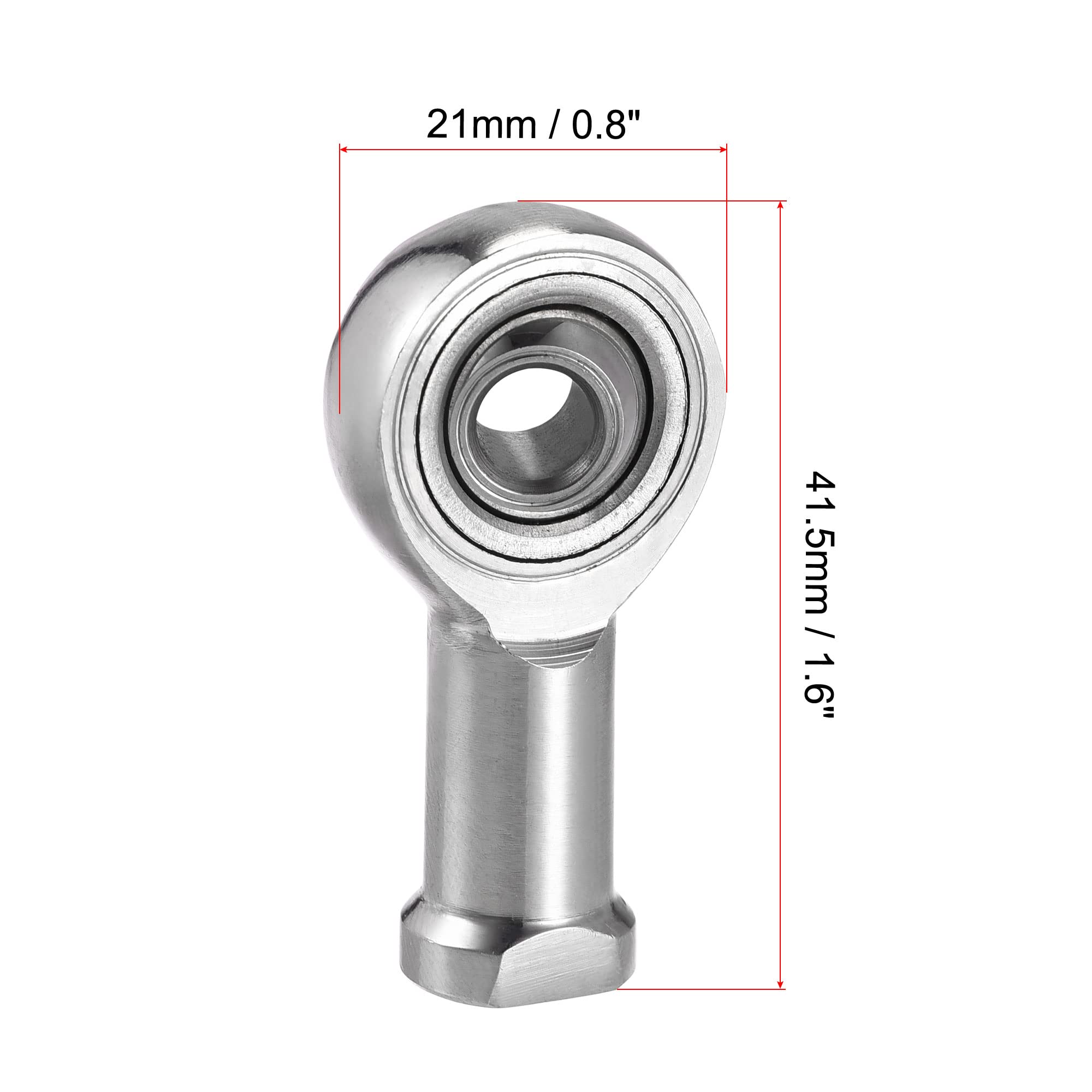 sourcing map 2 Stück Gelenkkopflager SSI6T/K 6mm Bohrung Edelstahl M6x1 Innengewinde Rechtsgewinde