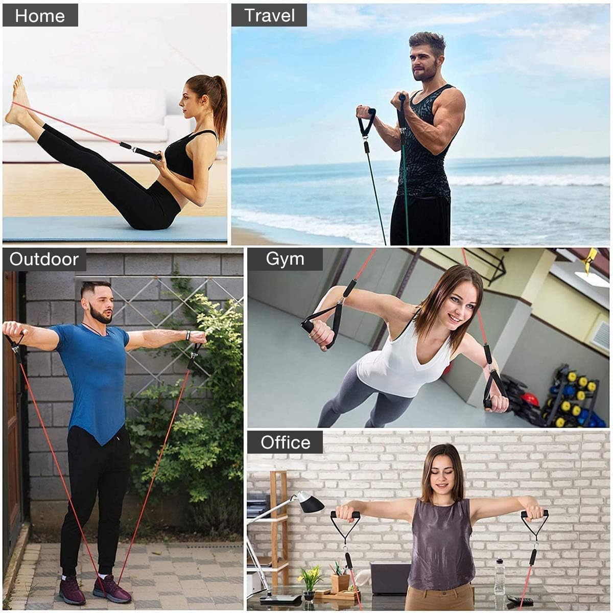 Resistance Bands Set with Stackable Exercise Bands,150lbs Non-Slip Foam Hanldes,Carry Bag, Door Anchor Attachment, Legs Ankle Straps and Workout Guide