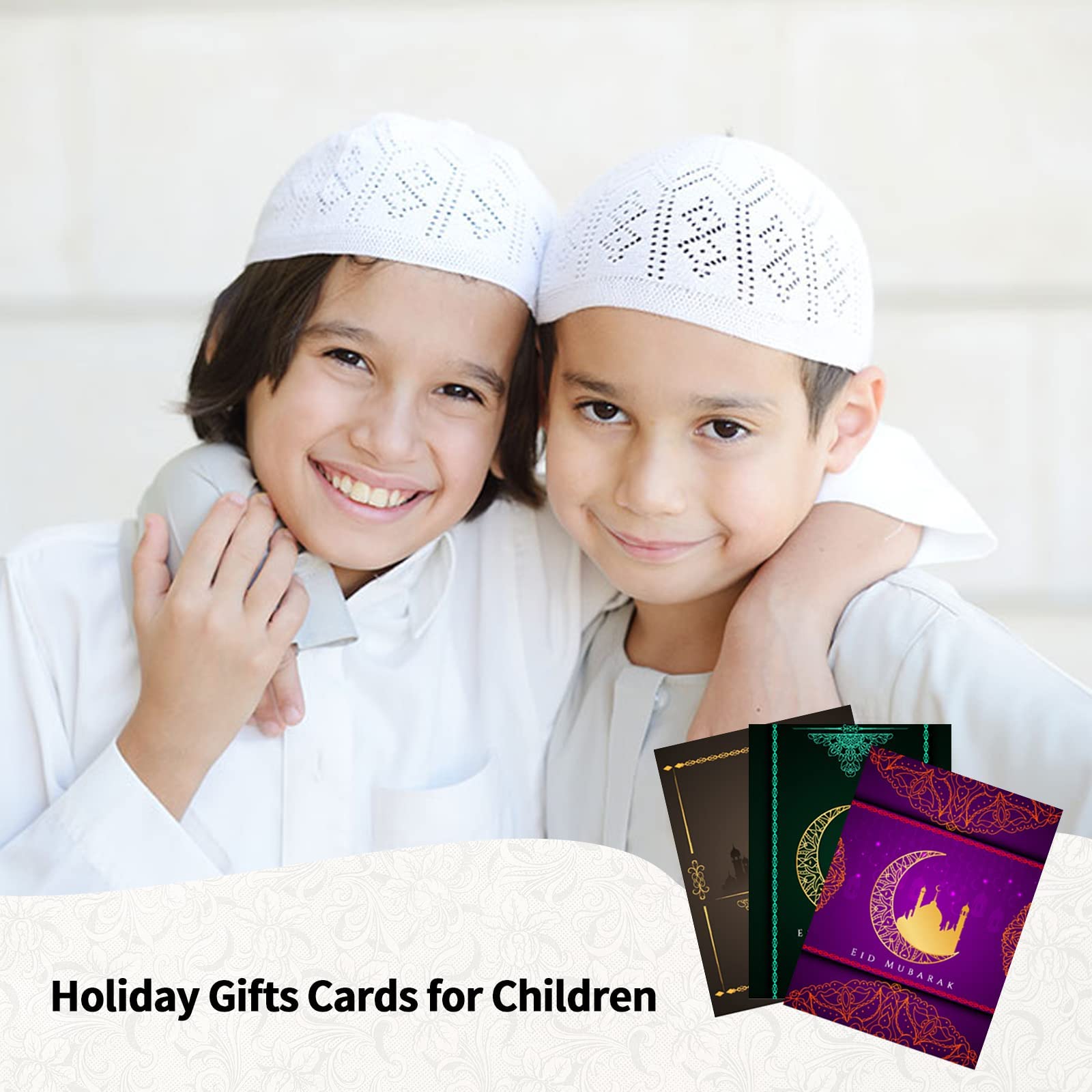 Eid Mubarak Greeting Cards Pack Of 12 With Envelopes - Eco Friendly, Recyclable, 125x125mm, UK Made