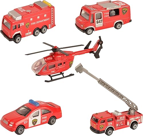 BOHS Vehículos de rescate del departamento de bomberos, mini auto miniatura de metal fundido a presión, camiones de escalera aérea, helicóptero de