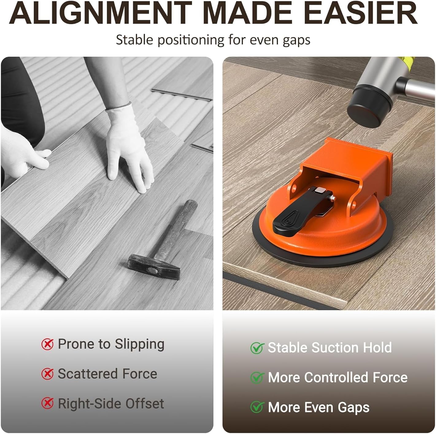Floor Gap Fixer Tool, Laminate Floor Gap Repair Tool, Adjustable Quick Lock & Release Repair Tool, for Laminate, Vinyl, Wood & Tile Flooring (2-PCS Green)