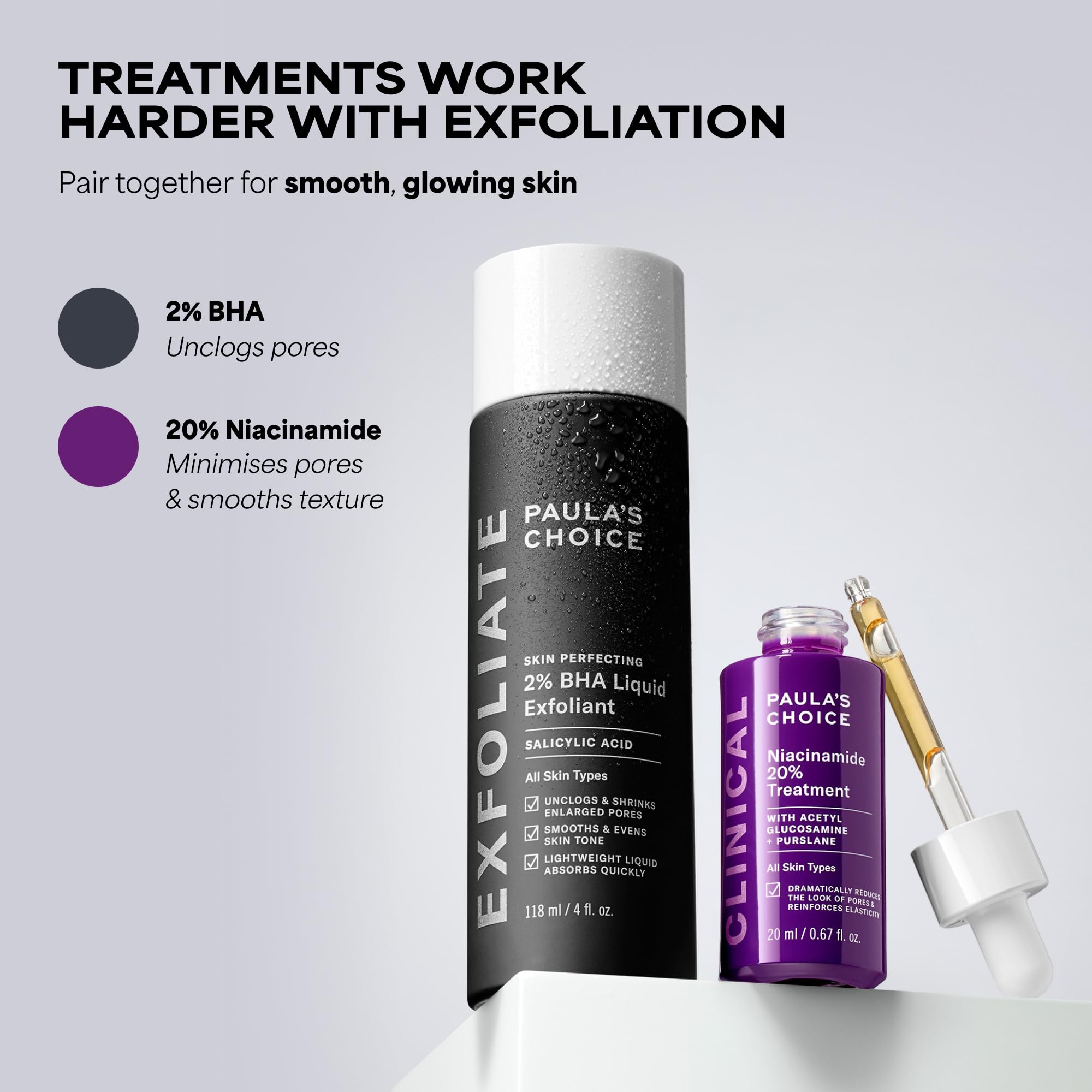 Paula's Choice CLINICAL Traitement 20% Niacinamide - Sérum Visage Réduit les Pores Dilatés & Estompe les Taches Brunes - avec Vitamine C & Vitamin B3 - Tous Types de Peaux - 20 ml