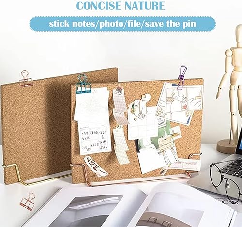 Miniatura 8 de Tablero de anuncios de corcho con soporte de escritorio de doble cara para mensajes y fotos para el hogar, oficina, escuela (12.6 x 9 pulgadas