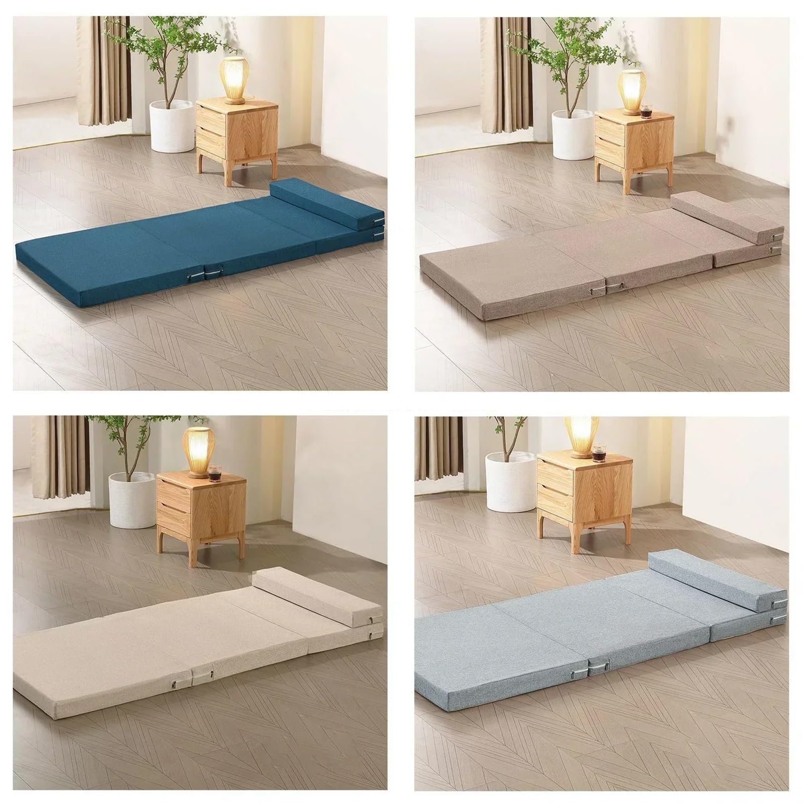 Colchón individual plegable portátil de espuma viscoelástica suave para dormir en el suelo, ideal para descansos de oficina, beige, 60 x 200 x 5 cm