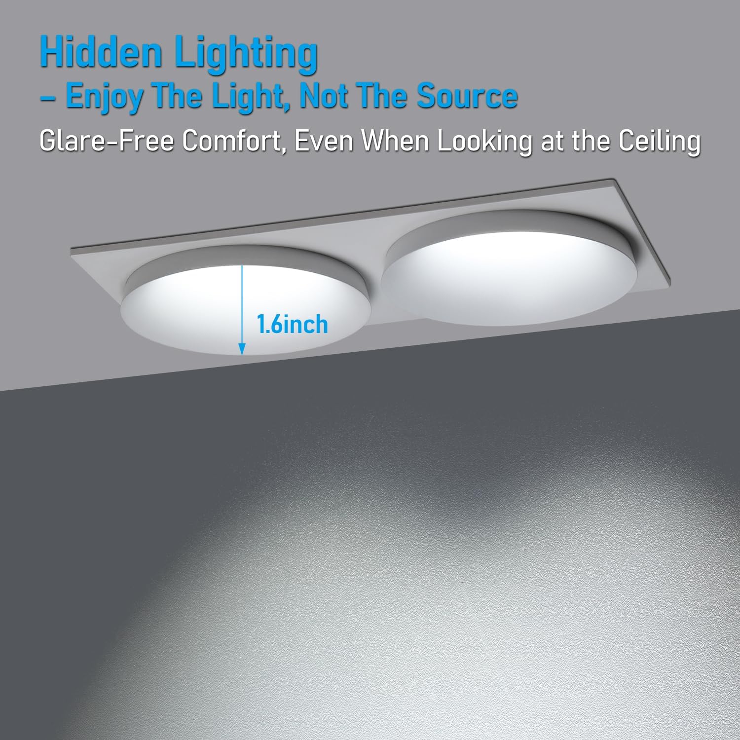 TORCHSTAR 5CCT Trimless 3 Inch LED Recessed Lighting Kit, 12W Semi-Recessed Downlight, Dimmable Square Recessed Ceiling Spotlight with Junction Box, CRI 90, 2700K/3000K/4000K/4500K/6500K Selectable