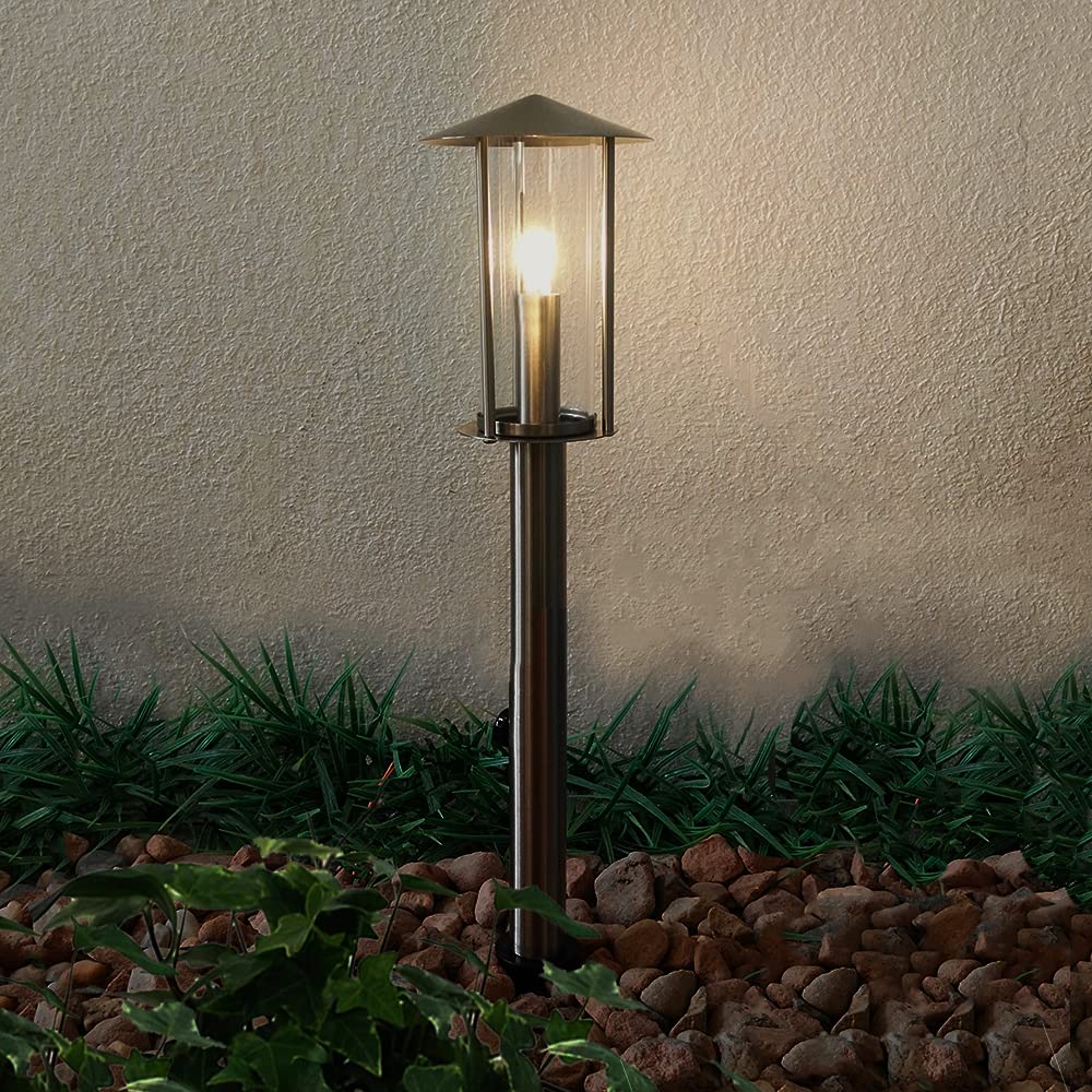 Dapo® 4x Hochwertige Edelstahl-LED-Außen-Gartenlaterne-Wege-Leuchte-Lampe VICO 4 mit Erdspieß IP44 inkl. Leuchtmittel G4 4 x 1,5W (A+)