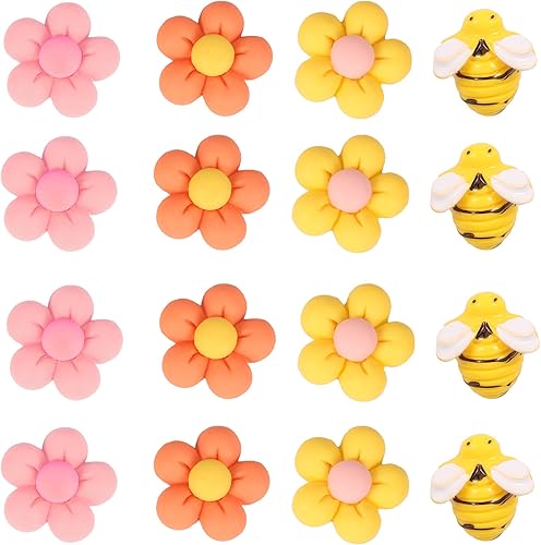 Miniatura 3 de Gyufise 30 piezas de adornos de resina para cupcakes de abejorros y abejorros, pequeñas figuritas de abeja y girasol, para temática de abejas, baby