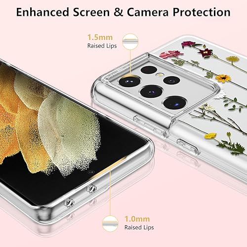 Vista 286 de ZTOFERA Funda protectora delgada para Samsung Galaxy S21 FE 5G, bonito diseño de flores para niñas y mujeres, funda protectora delgada para Galaxy
