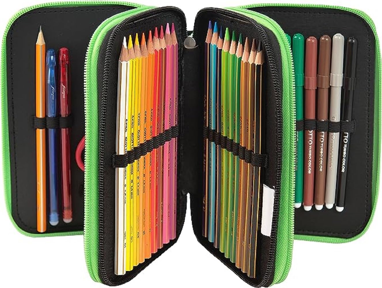 Astuccio Scuola Completo Compatibile con Minecraft Verde Arancio 20x12x6 cm + Omaggio Portachiavi