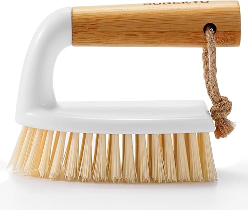 Miniatura 3 de SUBEKYU Cepillo de fregar, cepillos de limpieza con mango para uso doméstico, cepillos de limpieza resistentes para limpiar baño, ducha, inodoro,