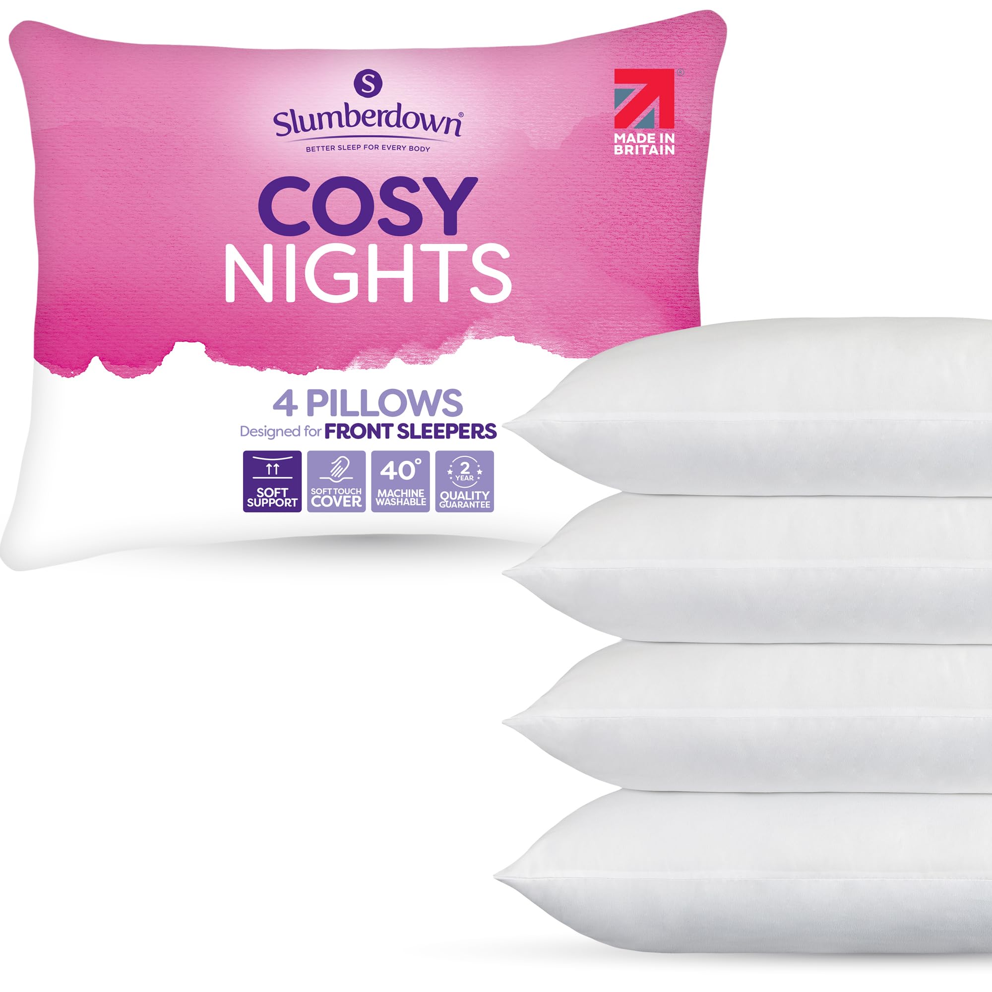 Slumberdown White 4 Pack Cosy Nights Soft Support Pillows In
