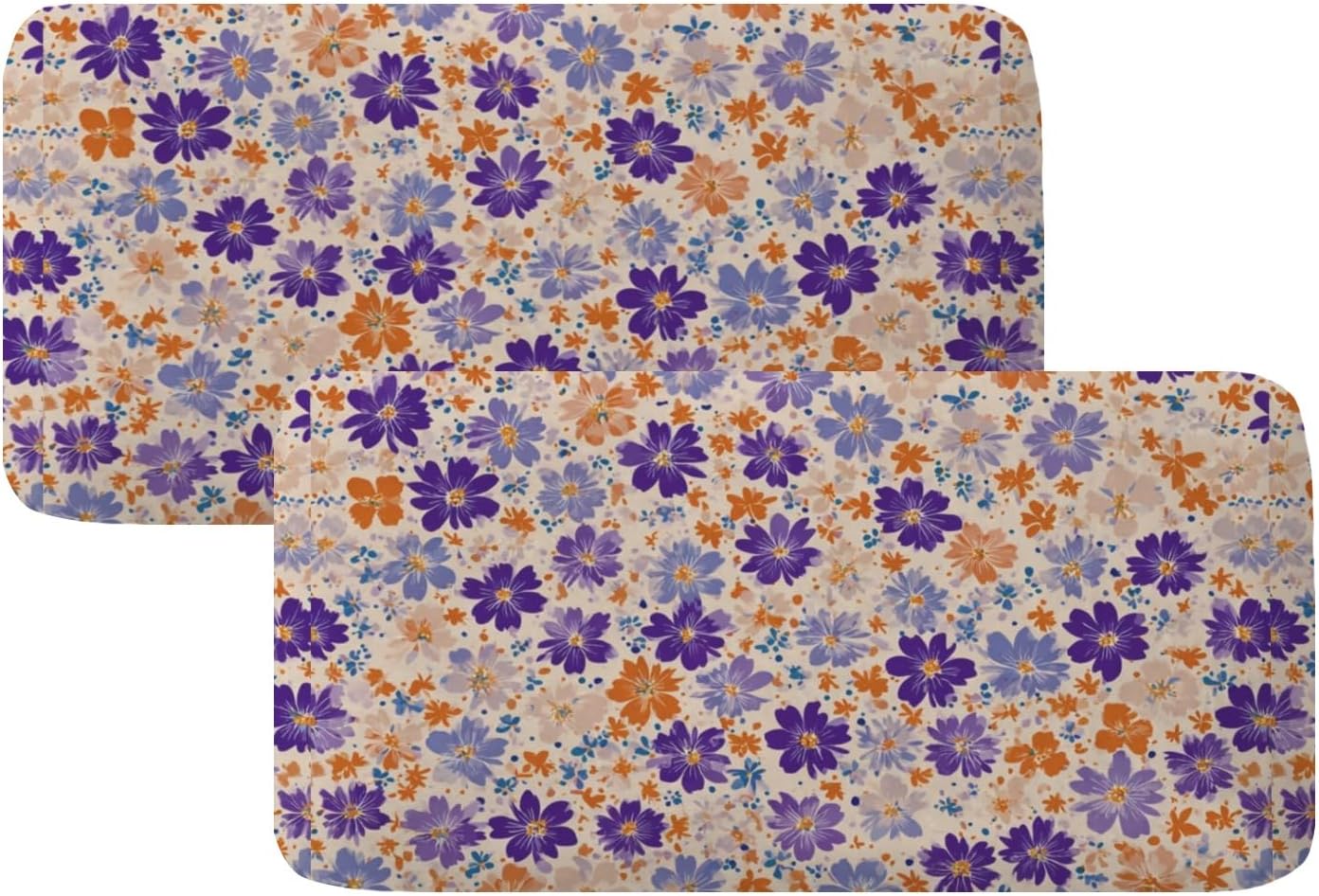 Purple and Brown Floral Loveseat Covers Couch Covers for 2 Cushion Couch, 2-Piece Stretch Sofa Slipcovers Anti-Slip Washable Furniture Protectors for Dogs Pets