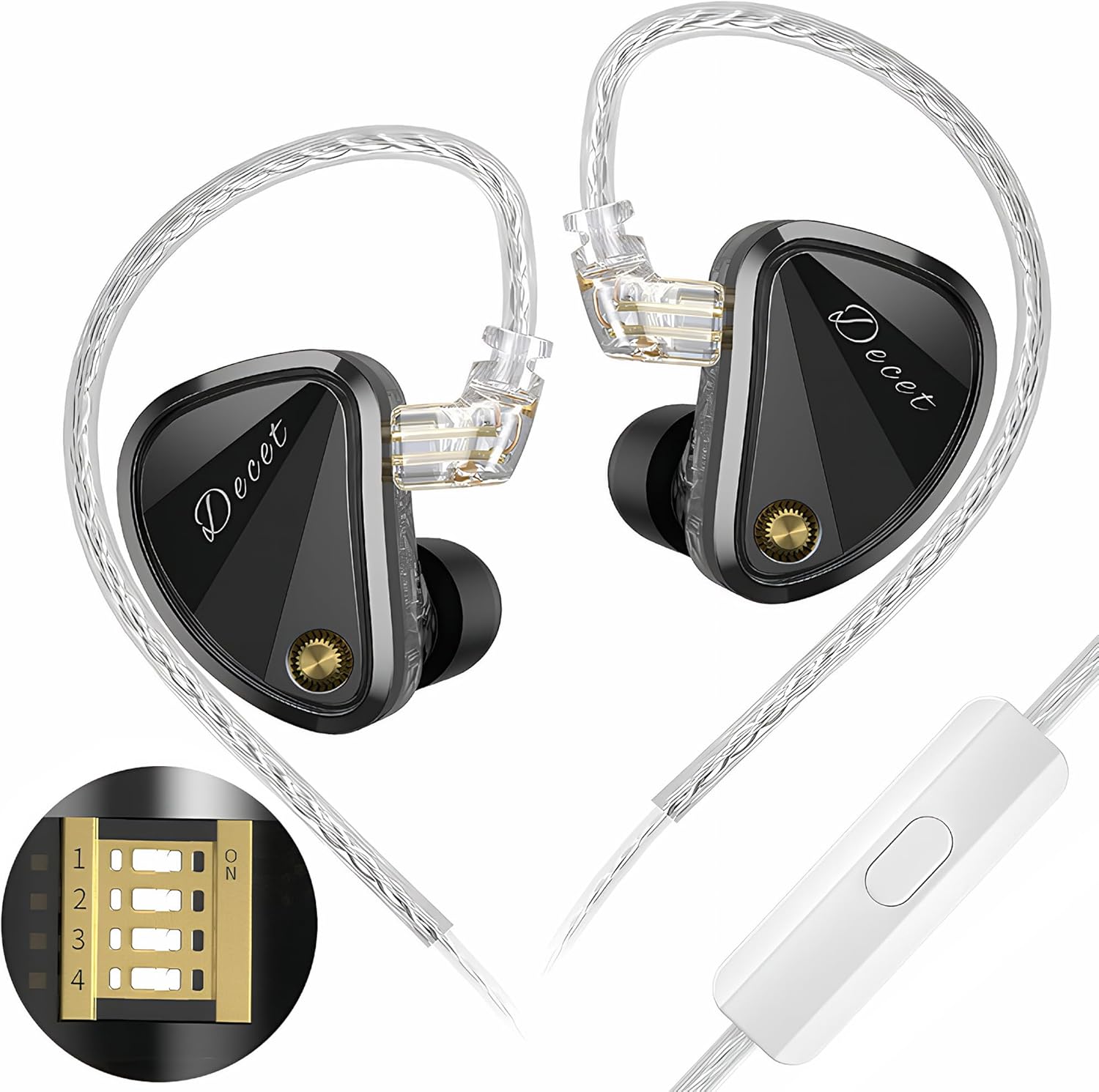 KZ Decet Array 10-Unit Dynamic Driver Earphones - in-Ear Earbuds with Replaceable Cables, Immersive Sound Experience (No MIC, Black Standard)