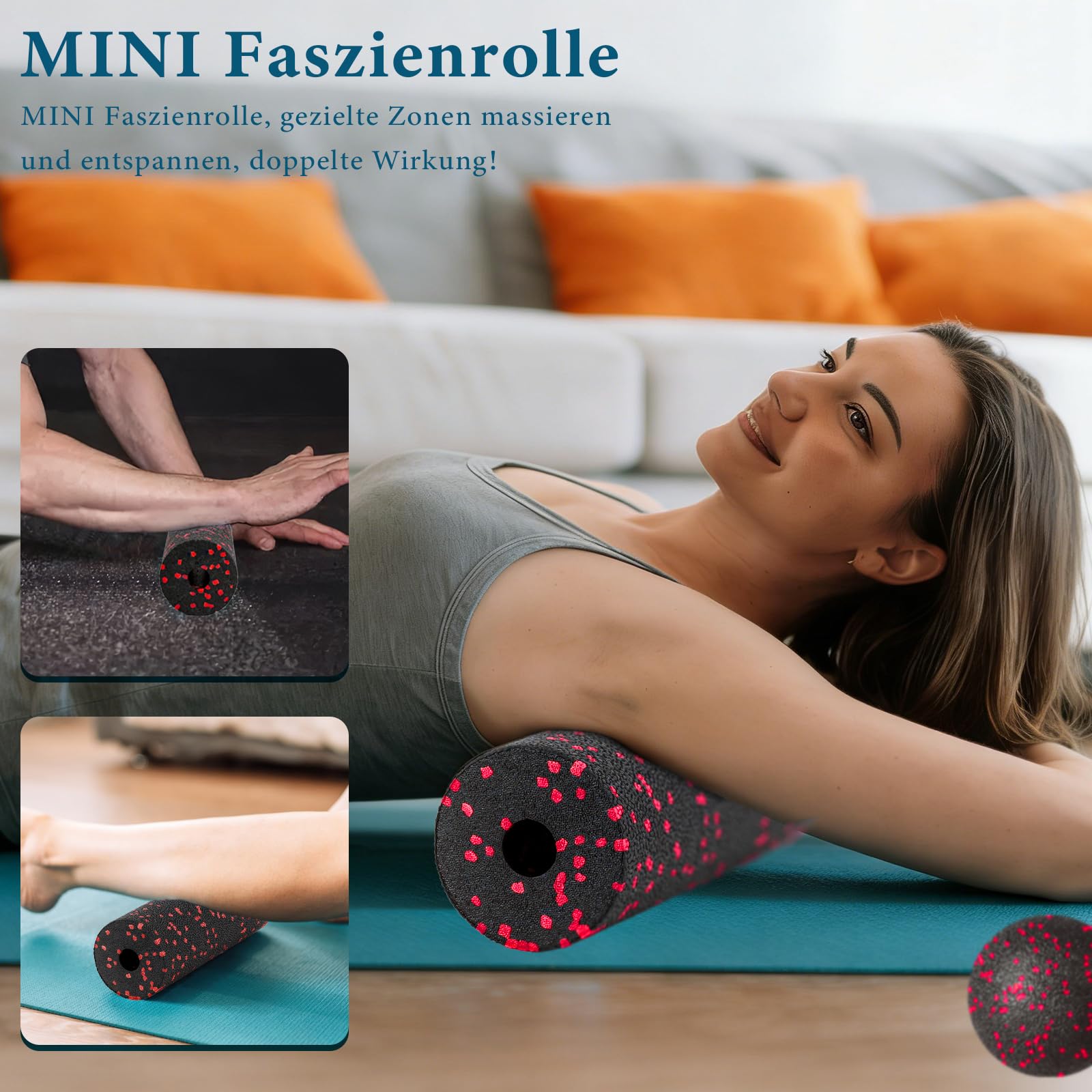 Zestaw wałków do masażu powięzi Blackroll Foam Roller zestaw z piłką do masażu powięzi, mały wałek do masażu powięzi, mały i podwójna piłka, do jogi, powięzi, treningu mięśni, czerwony
