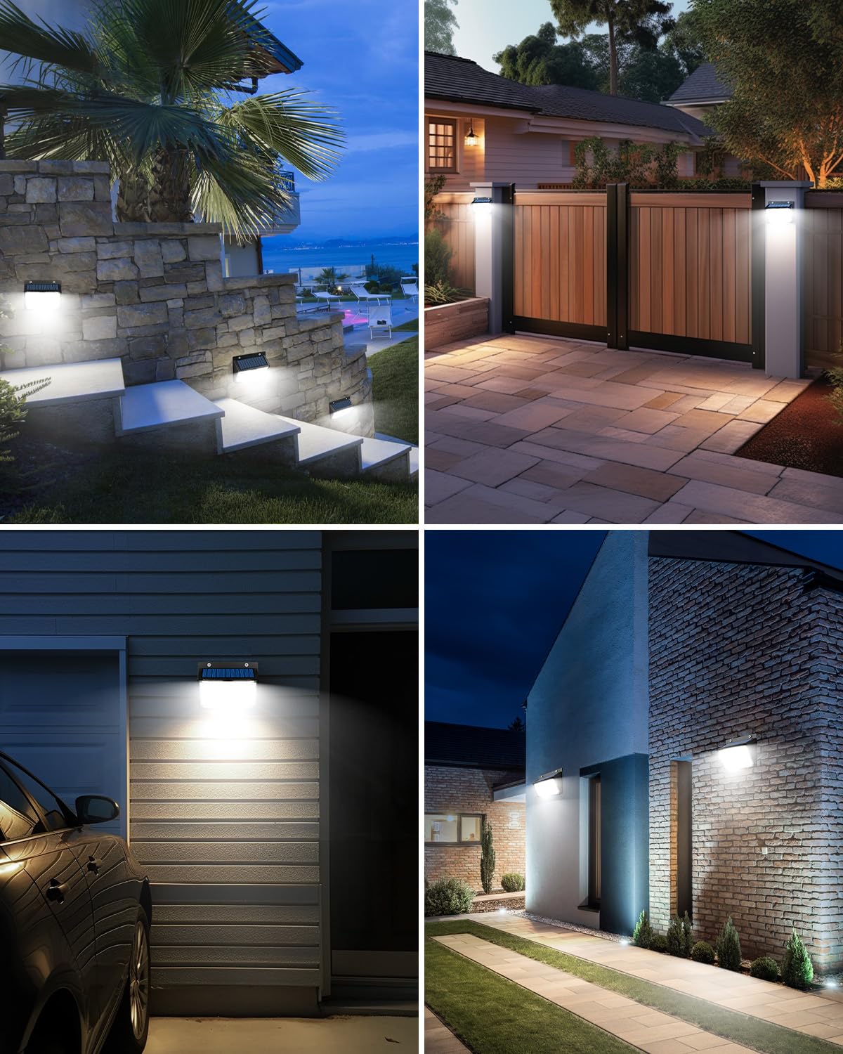 nipify Faretti Solari a Led da Esterno, Luce Solare Led Esterno con Sensore di Movimento 3 Modalità Lampada Solare da Esterno IP65 Impermeabile per Giardino Garage Patio Parete