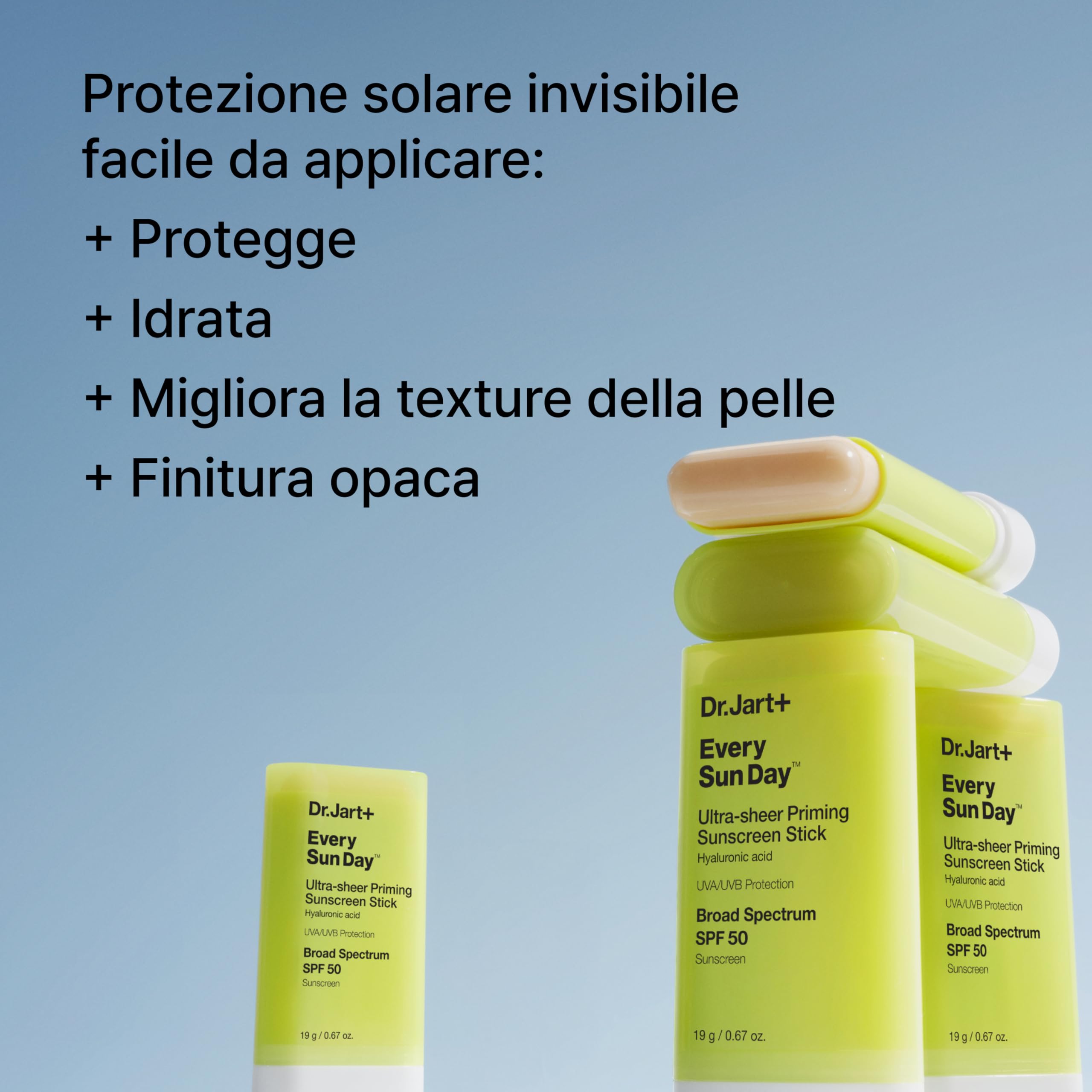 Dr.Jart+ Every Sun Day Priming Stick | Protezione Solare SPF 50 Ultra Trasparente | Stick Solare | Skincare Coreana, 19g