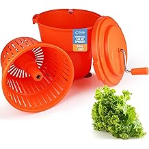 TK 5 Gallon/20 Qt Large Salad Spinner - 2024 Upgrade - 7 Heads of Lettuce - Commercial Manual Lettuce Spinner - 10 Second Dry Time, Heavy Duty Durable Salad Washer with Extended Draining Tube