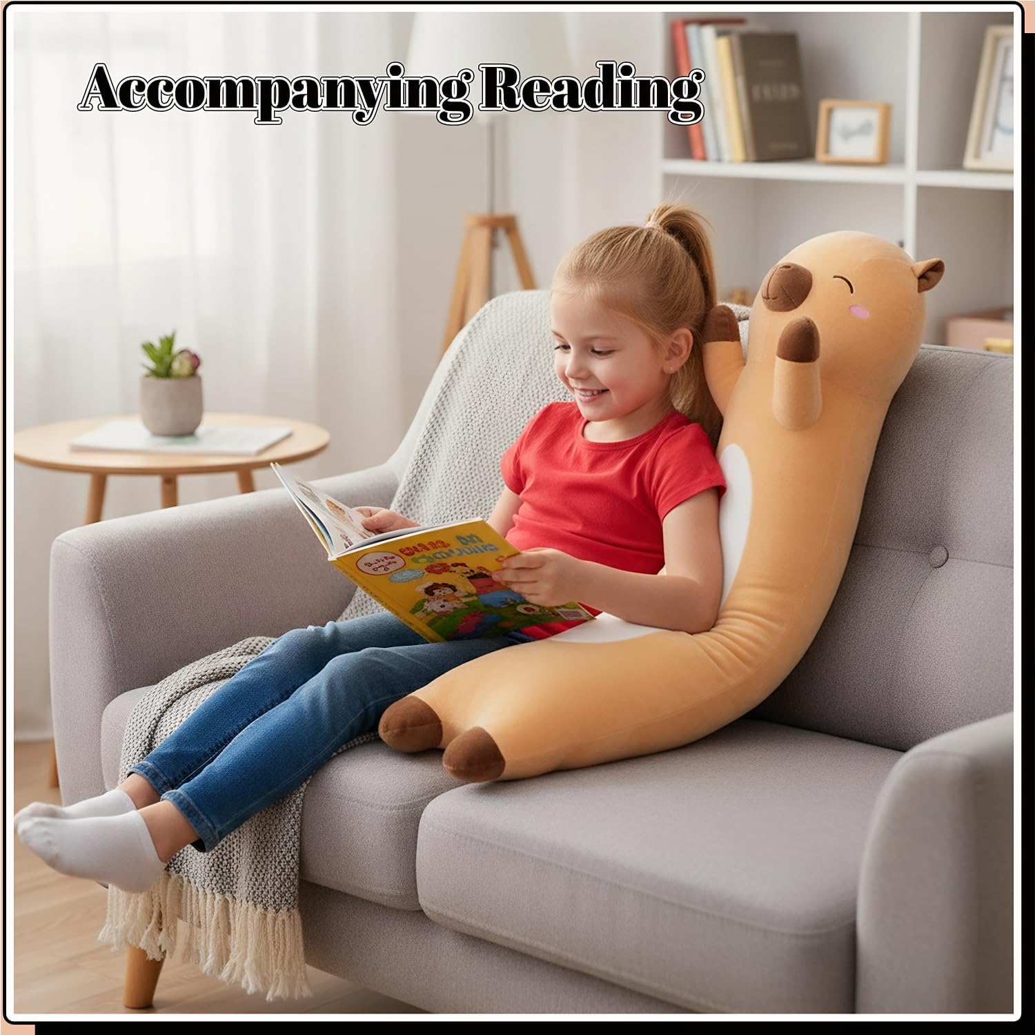 Long Capybara Plush Body Pillow Giant Stuffed Animal Soft Kids Sleeping Pillow, Kawaii Cute Capybara Plushies for Girls Boys Birthday (Brown,110cm/43.3inch)