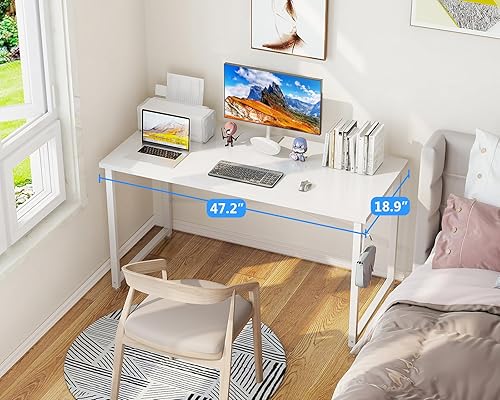 Miniatura 4 de Casaottima Escritorio pequeño de computadora de 48 pulgadas para oficina en casa, mesa de estudio para espacios pequeños, escritorio simple y