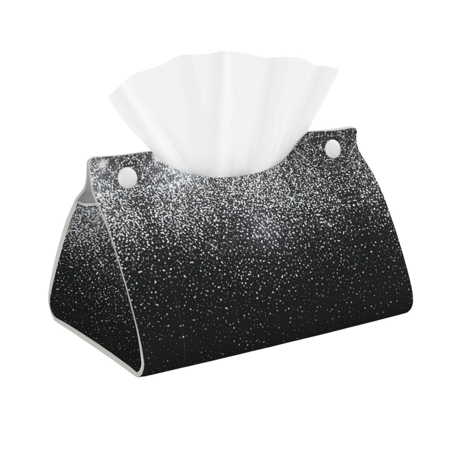 White-Golden Fish Print Long Tissue Box Cover Holder – Foldable Leather Organizer for Vanity, Nightstand, Desk & Bathroom