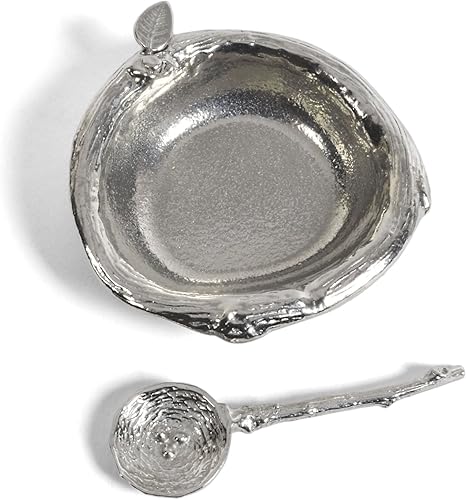 Miniatura 2 de Crosby & Taylor Plato de sal de peltre de 2.5 pulgadas con cuchara nido de pájaro