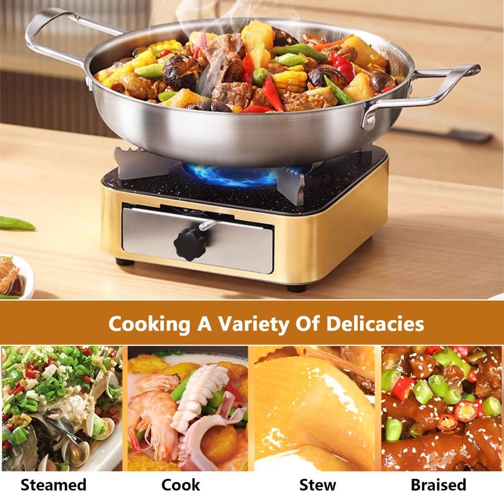AIZYR Shabu Hot Pot with Stove Portable Camping Stove, Chafing Dish Buffet Warmers Sets for Parties Home Picnic Banquet,24cm
