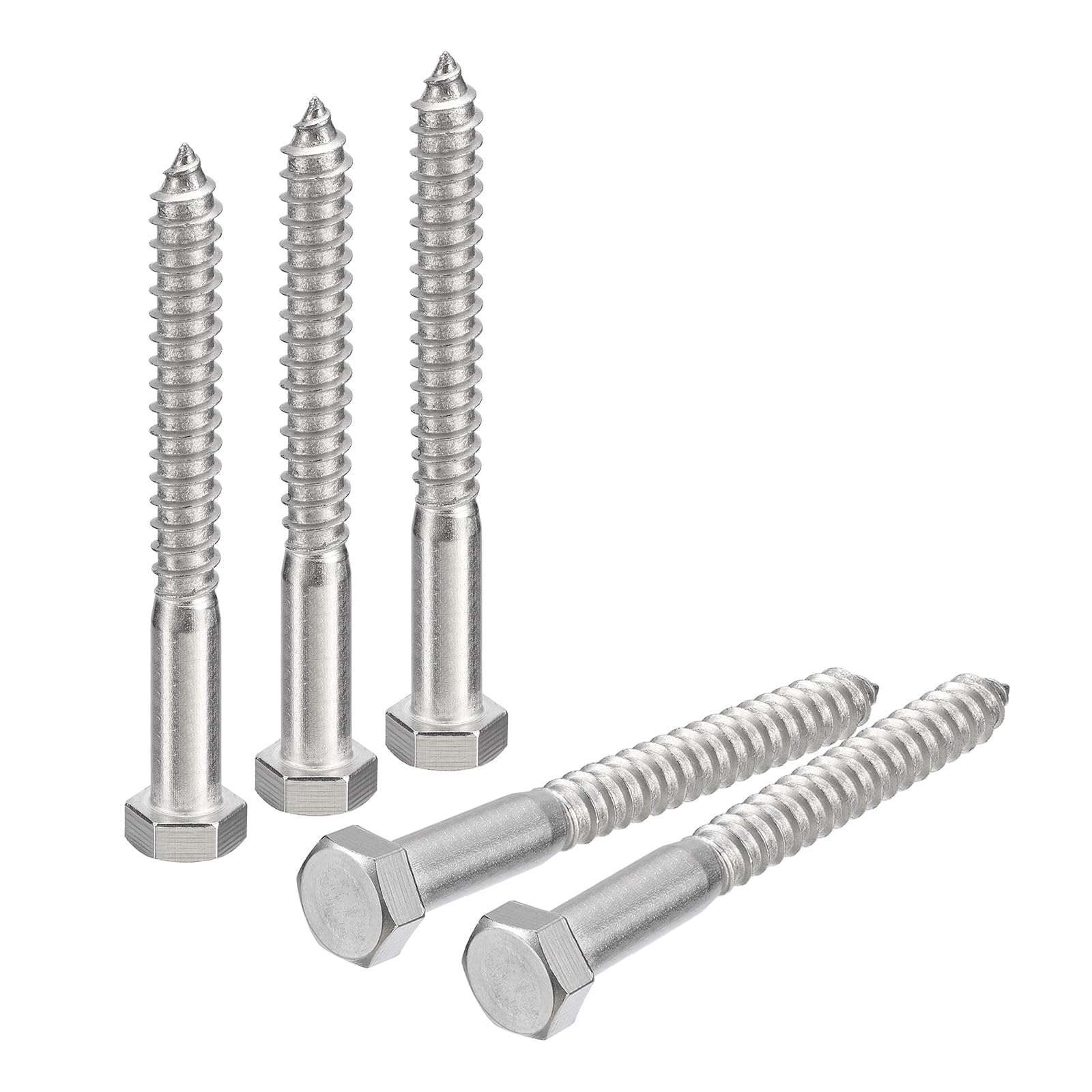 QUARKZMAN Tornillos de Cabeza Hexagonal, 30 Piezas 1/2" x 5" Acero Inoxidable 304 Tornillos de Madera de Rosca Parcial