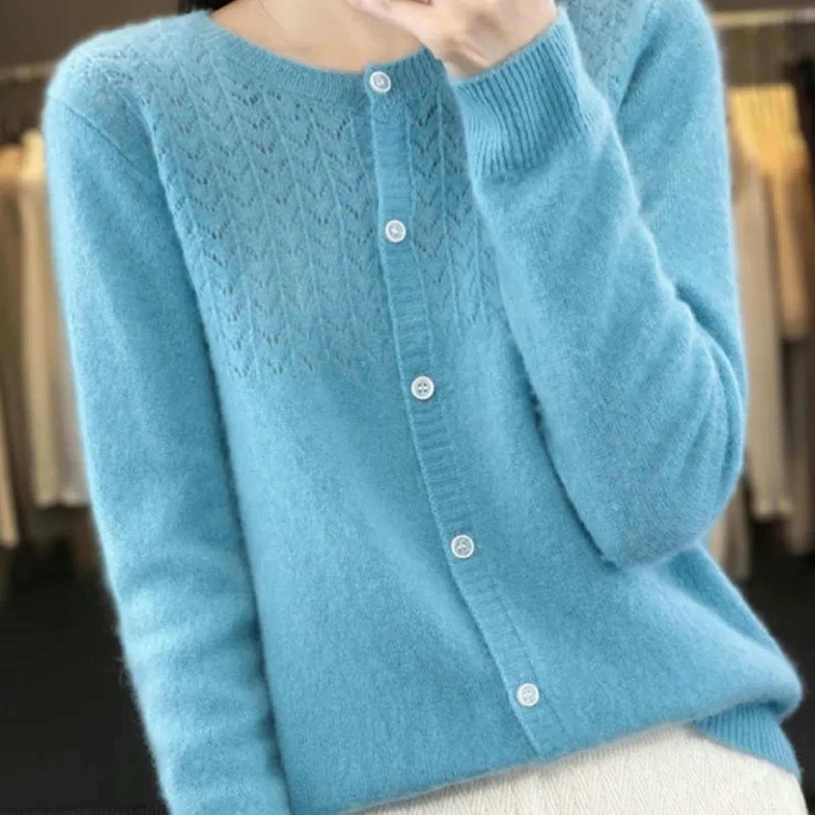 TEidea Damski kardigan sweter dla kobiet Hollow damski kardigan, elegancka odzież damska, odpowiedni top do warstwowania