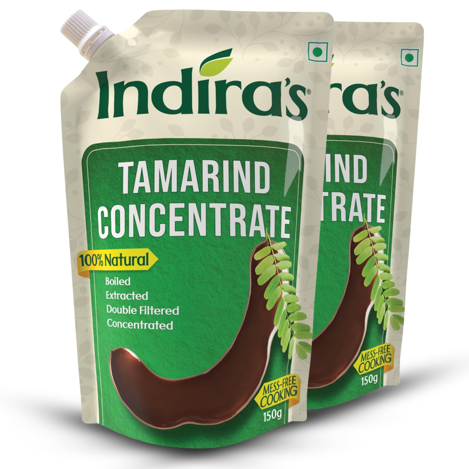 Indira's Tamarind Concentrate, 2X Stronger Than Tamarind Paste (150gX2), Imli Paste, Imli Pulp, Puli Chintapandu Liquid.