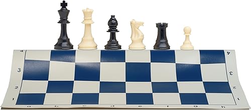Juego de ajedrez para torneos al mejor valor 90% piezas de ajedrez rellenas de plástico y tablero de ajedrez de vinilo enrollado