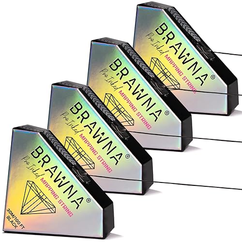 BRAWNA 98.4 ft mejorado Cuerda de mapeo preentintada para microblading y microsombreado - Paquete de 4 cuerdas de microblading premium -