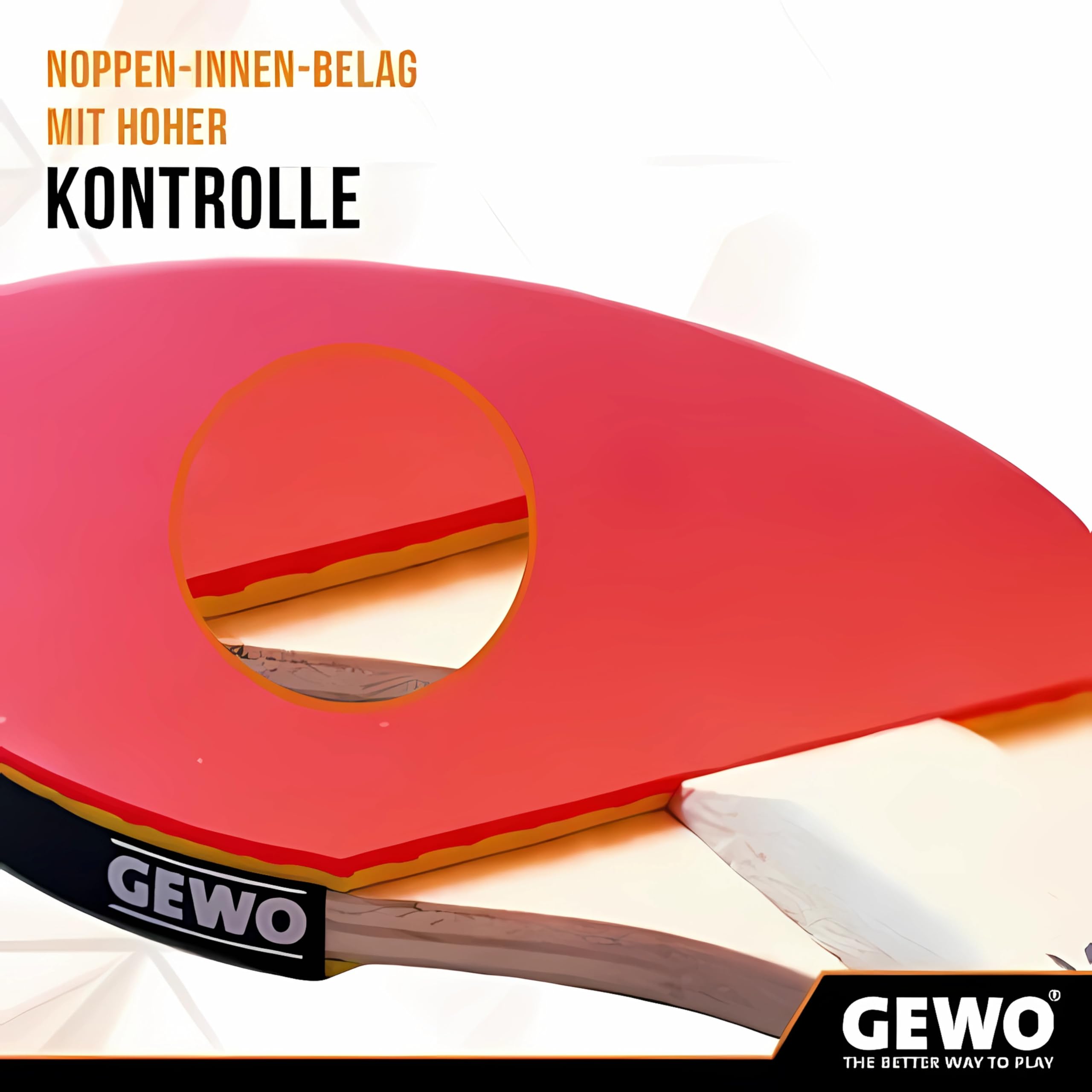 GEWO Mini Raqueta de Ping Pong con Mango reducido y Pala para diversión recreativa. Pala Completa Ligera con Revestimiento Interior de Puntos Rojos y Negros. 15,5 x 9,5 cm