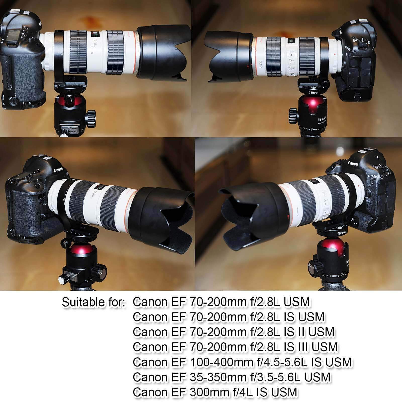 iShoot Anillo de Montaje en Trípode Collar Lente Soporte Compatible con Canon EF 70-200mm f/2.8L USM/IS USM/IS II USM/III USM, 100-400mm f/4.5-5.6L IS USM, 35-350mm f/3.5-5.6L USM, 300mm f/4L IS USM