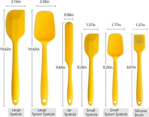 Miniatura 4 de Juego de 6 espátulas de silicona de grado alimenticio para cocina, hornear, cocinar y mezclar, resistentes al calor, antiadherentes, aptas para
