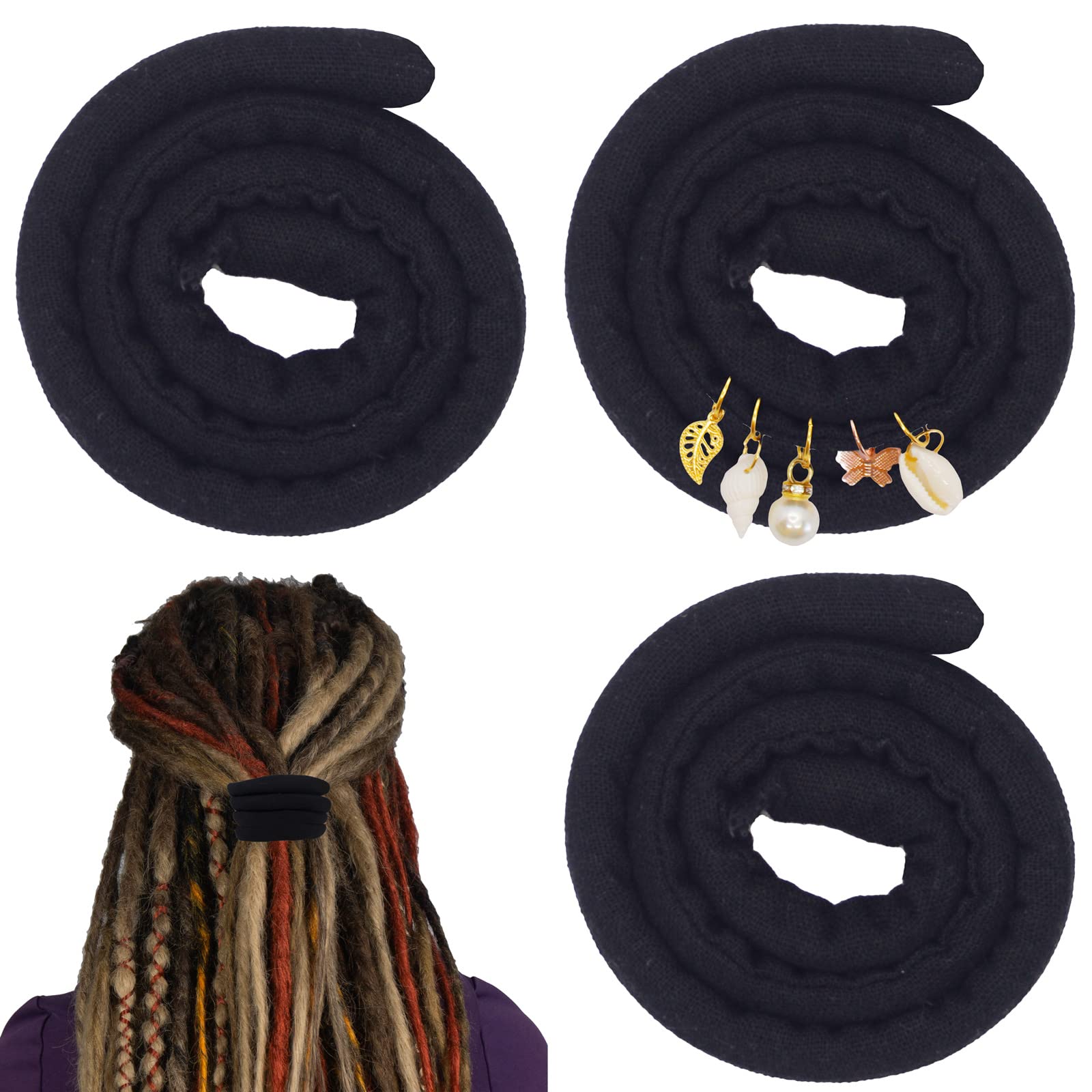 3 Pcs Spriral Lock Hair Tie dreadlock hair tie set dreadlock accessories for women and men dreadlocks ponytail holder Dread hair ties for braids thick curly hair (16 inches