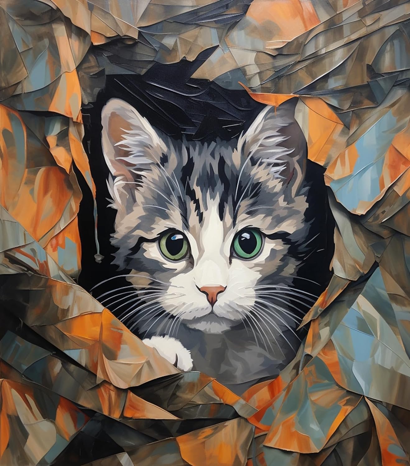 ZMHZMY Doodle Cat,DIY Oil Painting Paint by Numbers Kits for Adult Color According to The on Canvas,40x50cm No Frame