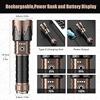 Vista 4 de SKYFIRE Rechargeable Flashlights High Lumens with Ignition Lens,5000 Super Bright Tactical Flashlight,Zoomable,6Modes,Waterproof Flash Light for